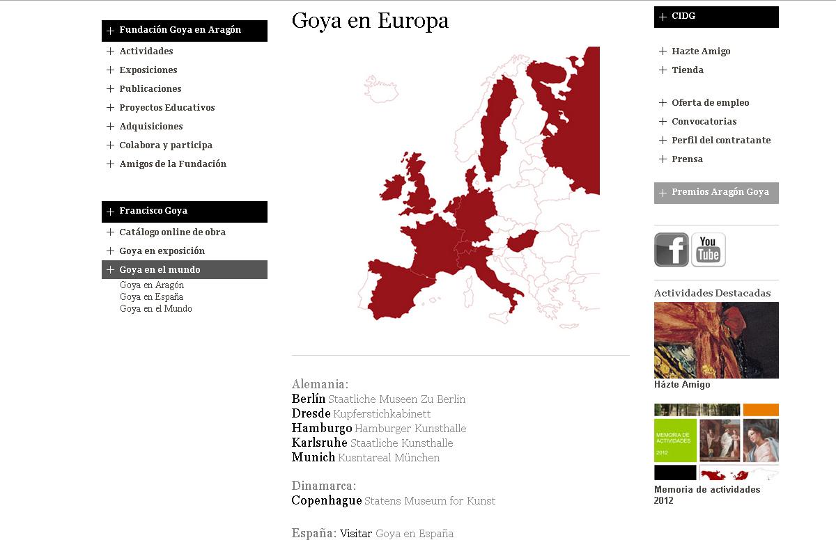 Captura de pantalla acceso "Goya en el Mundo"